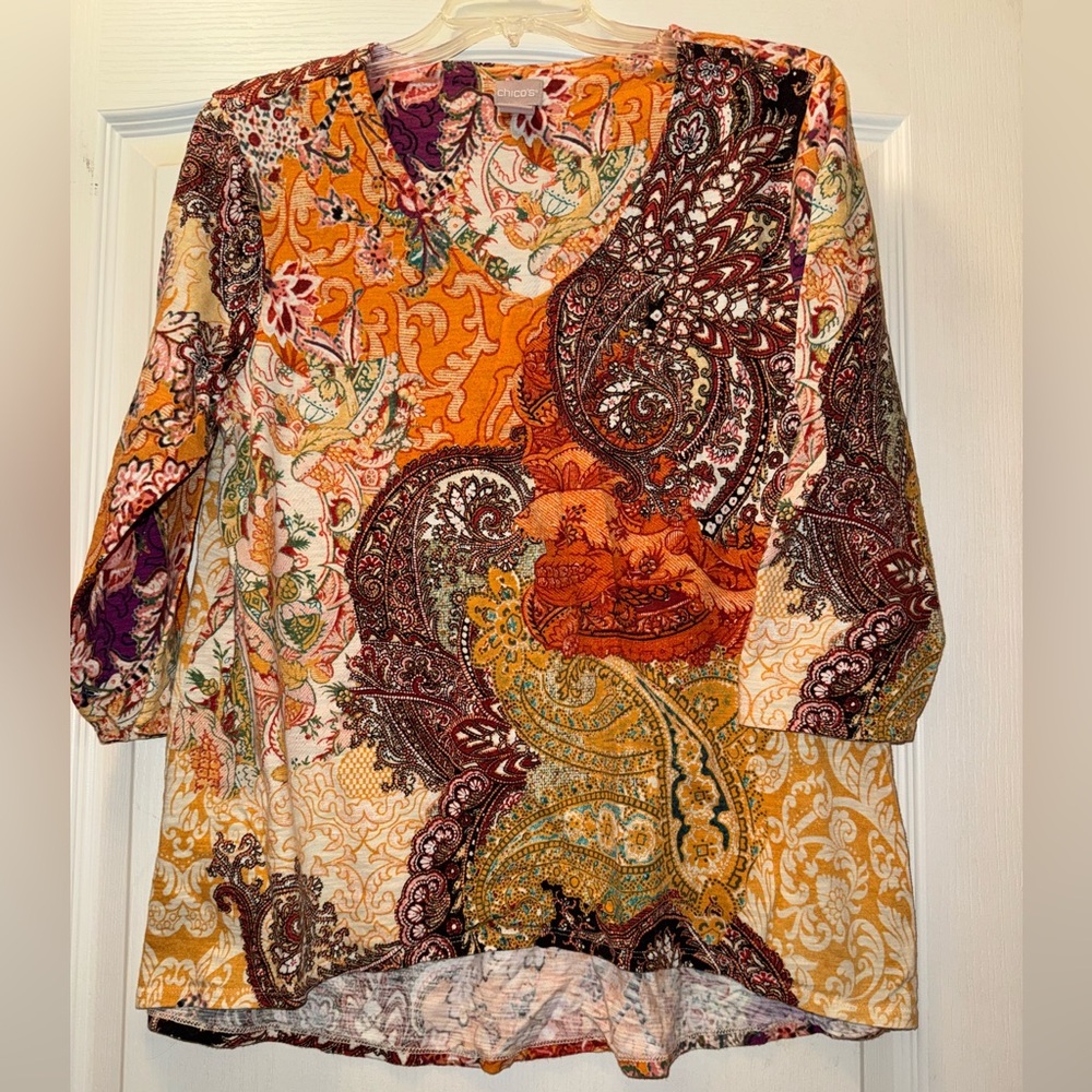 Paisley Print Chico’s Size 2X Women's Top - Multicolor